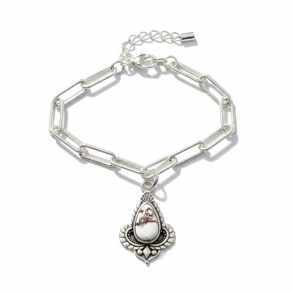 Wild Horse Sterling Silver 925 Paperclip Charm Bracelet 6"-7.5"